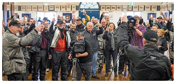 Black Dog Ride around Australia at the Bondi Surf Club finish line. Image by Roger Clark, ENVY Photography