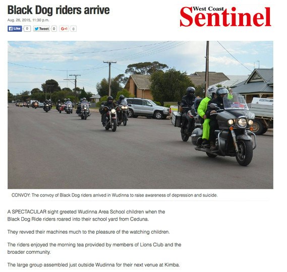 Black Dog Ride Red Centre 2015 Media - Arrival in Wudinna