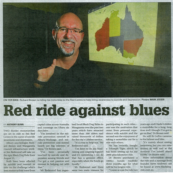 Black Dog Ride Red Centre 2015 Media - Ride against the Blues | Albury Wodonga Border Mail July 25th