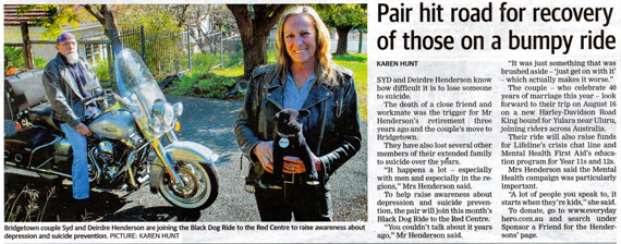 Black Dog Ride Red Centre 2015 Media - Couple Hit Highways to Help Others