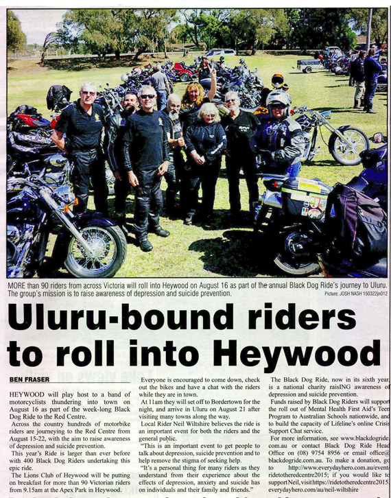 Black Dog Ride Red Centre 2015 Media - Uluru Bound Riders To Roll Into Heywood