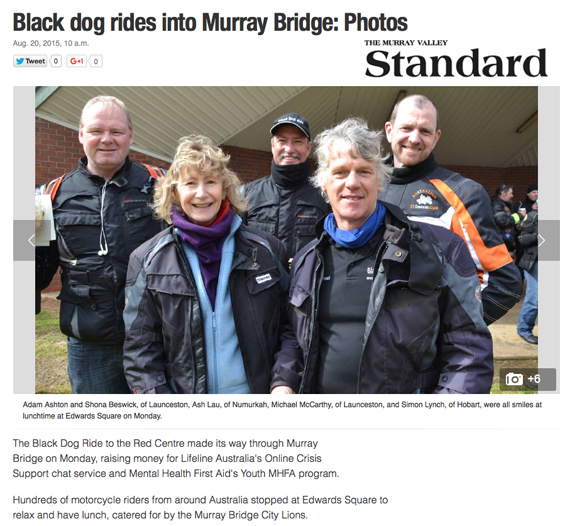 Black Dog Ride Red Centre 2015 Media - Tassie and Victorian Riders Roll Into Murray Bridge