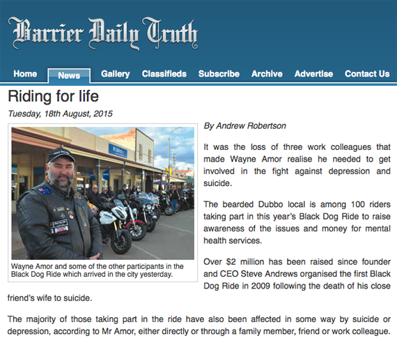 Black Dog Ride Red Centre 2015 Media - Riding for Life - Broken Hill's Barrier Daily Truth