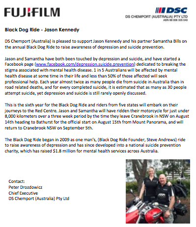 Black Dog Ride Red Centre 2015 Media - DS Chemport and Jason Kennedy