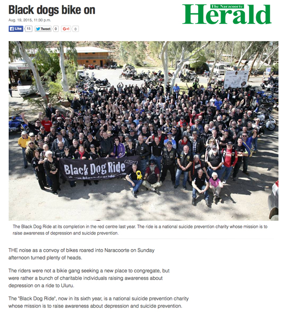 Black Dog Ride Red Centre 2015 Media - Arrival in Naracoorte
