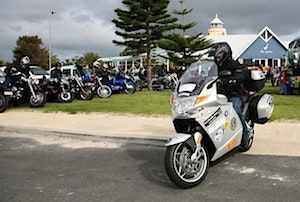 Steve Andrews departs on his inaugural Black Dog Ride