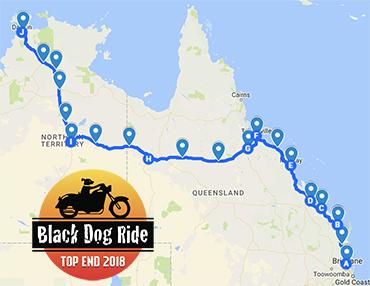 Black Dog Ride to the Top End 2018 QLD Map