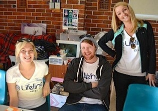 Lifeline Volunteers at a Black Dog Ride. Fundraising Coordinator at Lifeline WA, Natalie Bird, on the right.