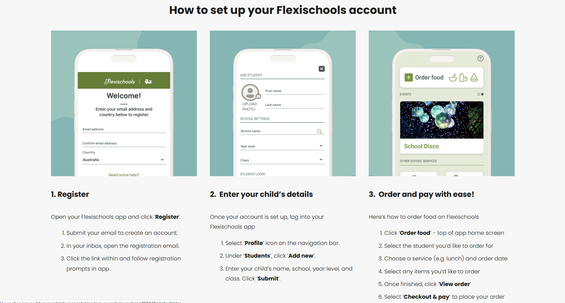 Flexi Schools App Instructions